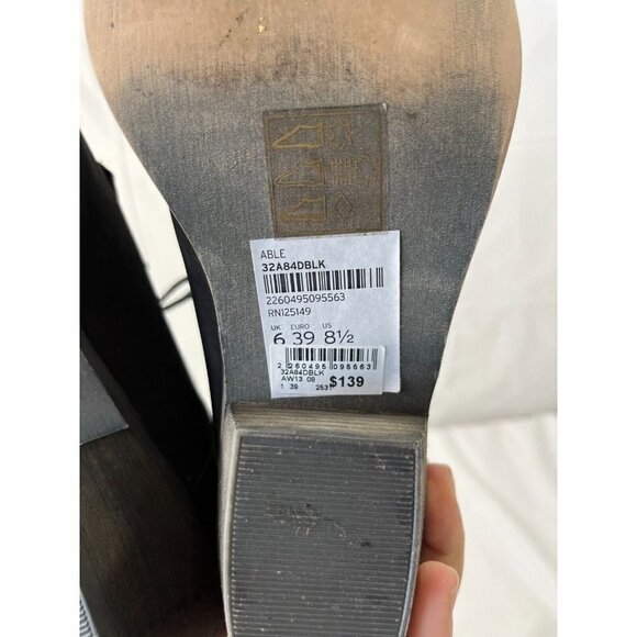 Topshop Able Black Nubuck leather Combat Ankle Boot Size 8.5 Lace Up - Picture 6 of 13